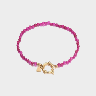 Armband staal slot fuchsia