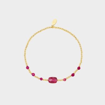 Armband staal steen fuchsia