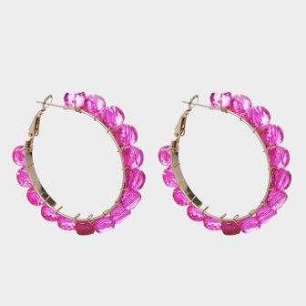 Oorbellen creool disc fuchsia