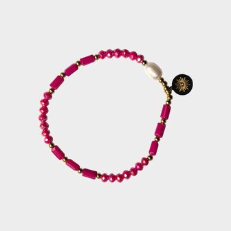 Armband facet parel fuchsia