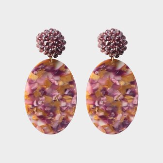 Oorbellen resin candy purple