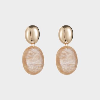 Oorbellen knop resin beige