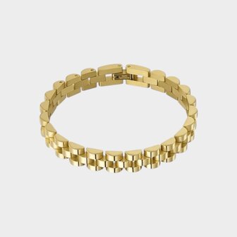 Armband staal schakel goud