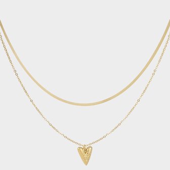 Ketting dubbel hart dicht