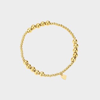 Armband staal bolletjes goud