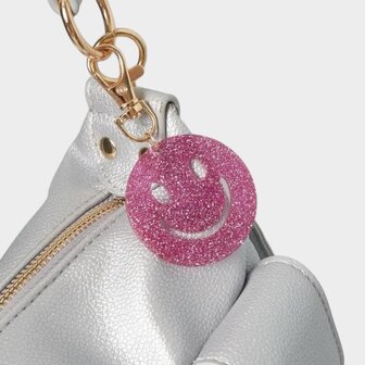 Sleutelhanger smiley roze