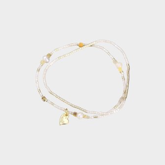 Armband set natuursteen beige