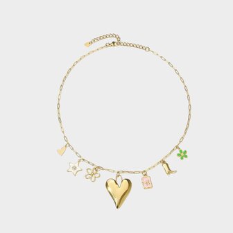 Ketting bedel hart spring