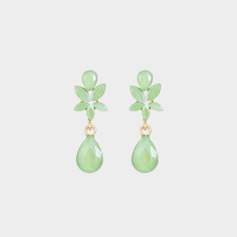 Oorbellen crystal bloem groen