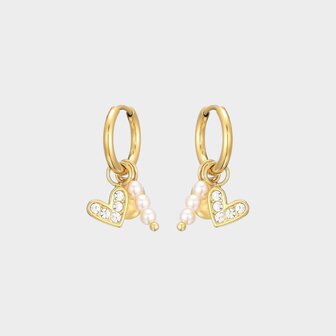 Oorbellen hart crystal wit
