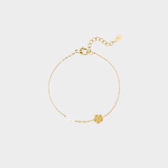 Armband staal parel bloem