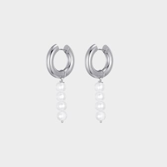 Oorbellen creool parel zilver