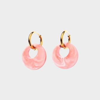 Oorbellen creool resin roze
