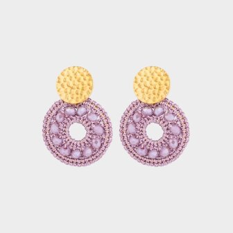 Oorbellen draad crystal paars