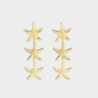Oorbellen trio staal zeester