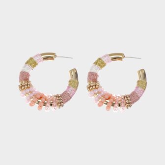 Oorbellen creool draad roze