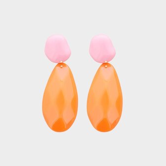 Oorbellen hanger resin roze
