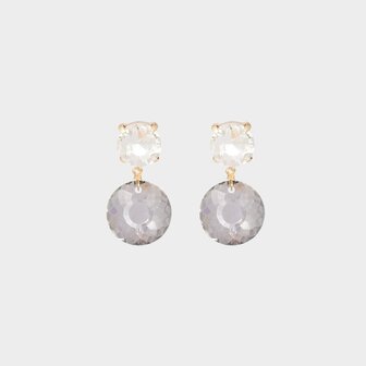 Oorbellen duo crystal lichtgrijs