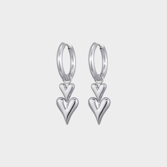 Oorbellen duo hart zilver
