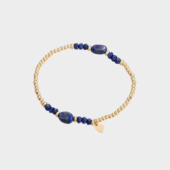 Armband staal steen blauw
