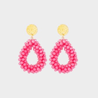 Oorbellen candy druppel fuchsia