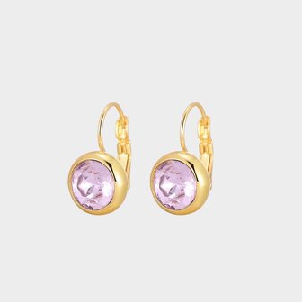 Oorbellen crystal haak lila