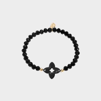 Armband kraal bloem zwart