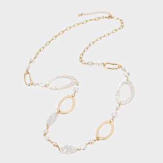 Ketting resin parel wit