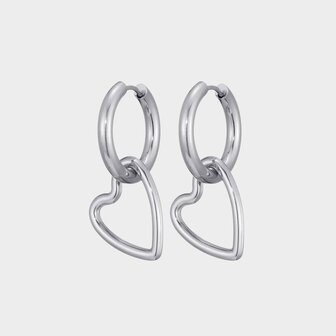 Oorbellen hart open zilver