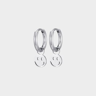 Oorbellen creool smiley zilver
