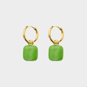 Oorbellen enamel groen staal