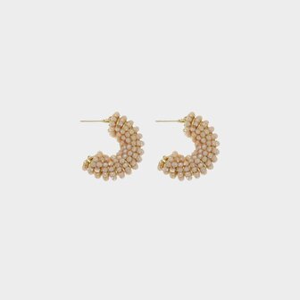Oorbellen creool kraal beige
