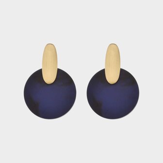 Oorbellen staal rond blauw