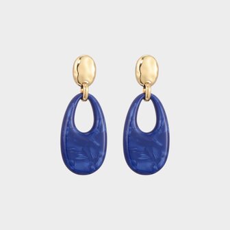Oorbellen druppel resin blauw