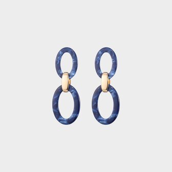 Oorbellen resin schakel blauw