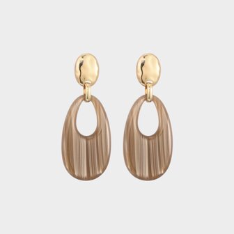 Oorbellen druppel resin bruin