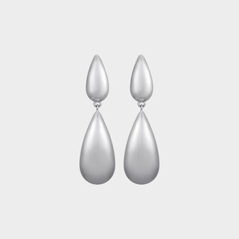 Oorbellen duo druppel zilver