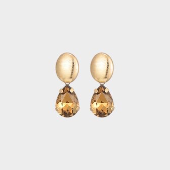 Oorbellen crystal druppel bruin