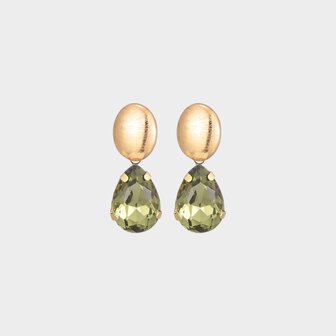 Oorbellen crystal druppel olijf