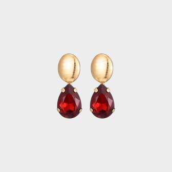 Oorbellen crystal druppel donkerrood
