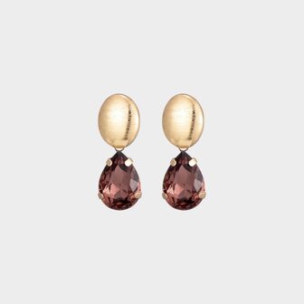 Oorbellen crystal druppel aubergine