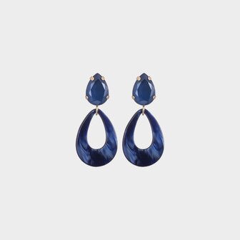 Oorbellen resin crystal blauw