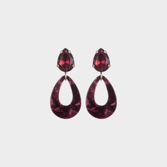 Oorbellen resin crystal rood