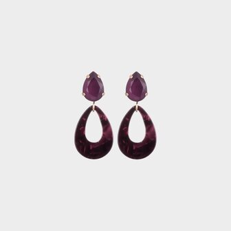 Oorbellen resin crystal aubergine