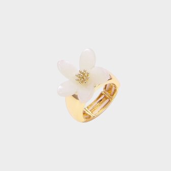 Ring resin bloem wit
