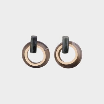 Oorbellen resin cirkel grijs