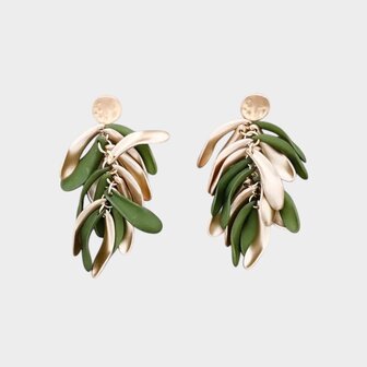 Oorbellen blad resin olijf