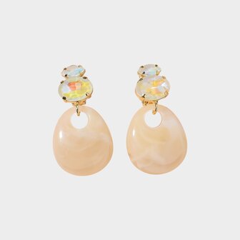 Oorbellen clip resin beige