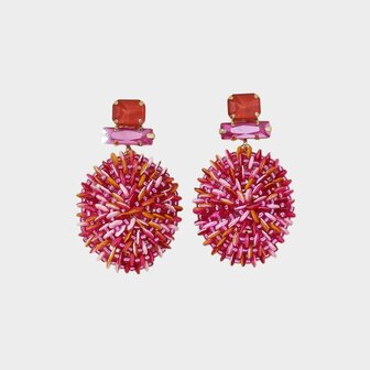 Oorbellen paillet crystal fuchsia
