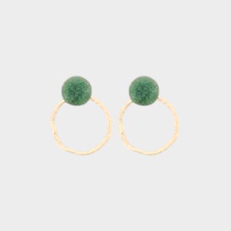 Oorbellen ring steen groen